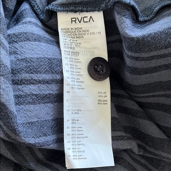 RVCA Blue Striped Midi Linen Cotton Blend Dress Size Large New With Tags - Picture 6 of 8